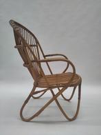 Vintage fauteuil Rohe Noordwolde rotan stoeltje riet stoel, Ophalen, Gebruikt, Mid century modern dutch design, .