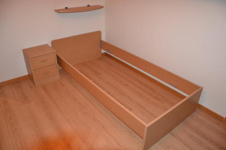 1 persoons beuken bedombouw, Auping spiraal, Auping poten, Huis en Inrichting, Slaapkamer | Matrassen en Bedbodems, Gebruikt, 90 cm