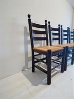 Style of Charles Dudouyt – Rustic ladderback chairs, Ophalen, Gebruikt, Riet of Rotan, Vier