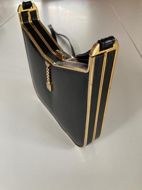Chique dames avondtasje / leer, Sieraden, Tassen en Uiterlijk, Tassen | Damestassen, Zo goed als nieuw, Avondtasje, Zwart, Ophalen of Verzenden