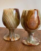 Vintage, handgemaakte, onyx marmeren bokalen., Antiek en Kunst, Ophalen of Verzenden