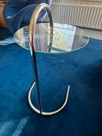 Bijzettafel metaal / glas, Huis en Inrichting, Minder dan 55 cm, Rond, Ophalen, 45 tot 60 cm