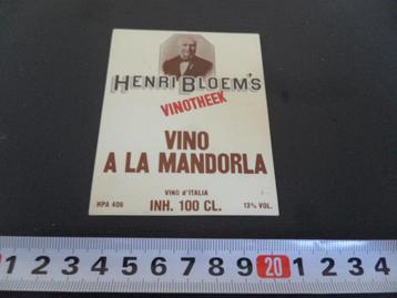 sticker HENRI BLOEM'S Vinotheek Vino A La Mandorla XXH471*  beschikbaar voor biedingen