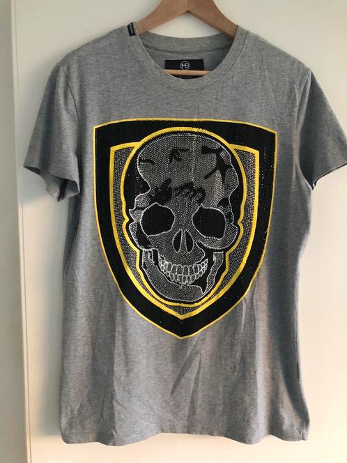 STUNT: ZGAN Skull My Brand Shirt Glitter Bling Steentjes L, Kleding | Heren, T-shirts, Zo goed als nieuw, Maat 52/54 (L), Grijs