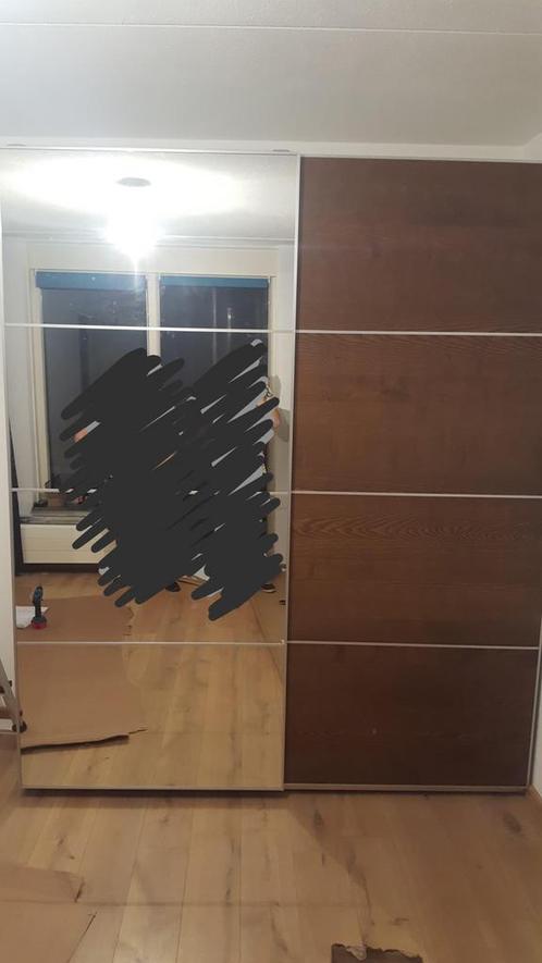 Ikea schuifdeuren met frame en rail voor PAX kast spiegel, Huis en Inrichting, Kasten | Kledingkasten, Gebruikt, 200 cm of meer