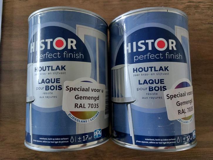 Houtlak Ral  7035 lichtgrijs NIEUW, Doe-het-zelf en Verbouw, Verf, Beits en Lak, Nieuw, Lak, Minder dan 5 liter, Grijs, Ophalen of Verzenden