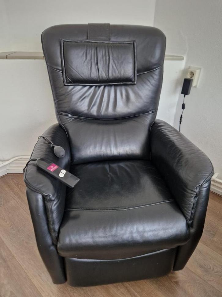 Prominent Sta-Op Stoel – Echt Leder, Huis en Inrichting, Stoelen, Zo goed als nieuw, Eén, Leer, Zwart, Ophalen of Verzenden