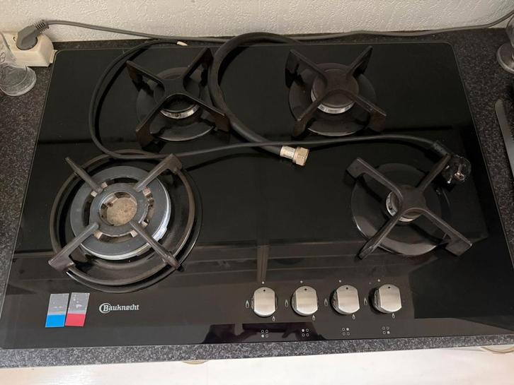 Bauknecht gaskookplaat 4 pits – werkt goed, Witgoed en Apparatuur, Kookplaten, Gebruikt, Inbouw, Gas, 5 kookzones of meer, Ophalen