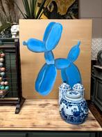 Pop art schilderij balloon dog blauw goud paneel groot, Antiek en Kunst, Ophalen