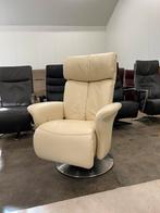 Relaxfauteuil , leren design relax fauteuil stoel crème, 75 tot 100 cm, Metaal, Ophalen of Verzenden, Moderne