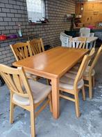 eettafel met 6 stoelen, Huis en Inrichting, Stoelen, Ophalen, Gebruikt, Bruin, Vijf, Zes of meer stoelen