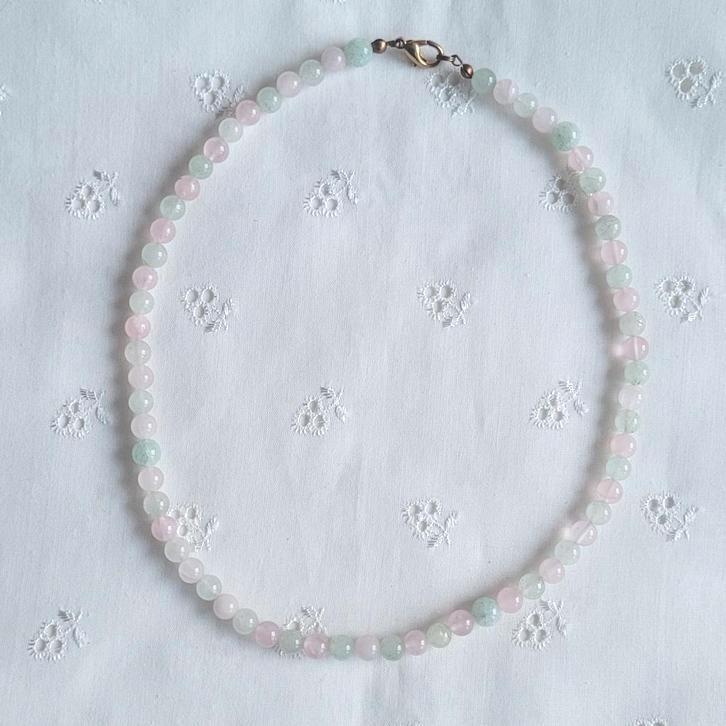 Rozenkwarts aventurijn edelsteen ketting, Sieraden, Tassen en Uiterlijk, Kettingen, Nieuw, Steen of Mineraal, Roze, Met edelsteen