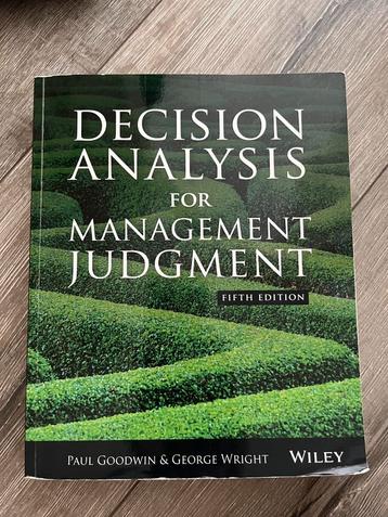 Decision Analysis for Management Judgement beschikbaar voor biedingen