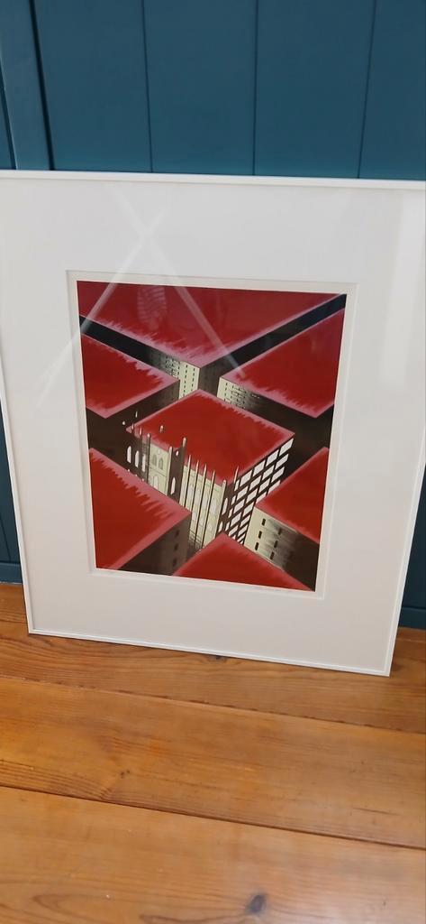 Jeroen henneman " rode daken ", Antiek en Kunst, Kunst | Litho's en Zeefdrukken, Ophalen of Verzenden