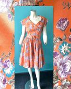 Vintage Vera Mont jurk zacht oranje maat 36, Verzenden, Oranje, Zo goed als nieuw, Knielengte