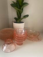 Antiek Roze Glaswerk Set art deco, Gebruikt, Ophalen of Verzenden, Glas, Bord(en)