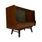 Vintage Kastje Compact Dressoir Jaren 60 Teak Fineer, Gebruikt, Teakhout, Met lade(s), 25 tot 50 cm