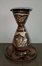 Koperen Turkse Vaas met Bord - Geëtst Design, Ophalen of Verzenden, Koper