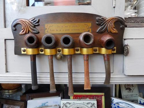 oud pijpenrek/ oude tabakspijpen/ rookgerei pijpen, Antiek en Kunst, Curiosa en Brocante, Ophalen of Verzenden