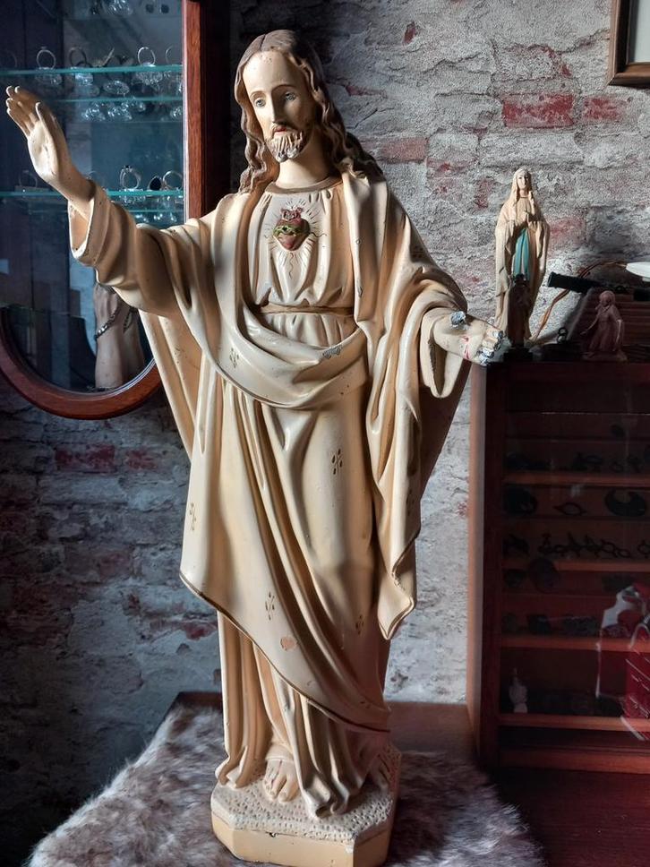 Antiek brocant kerkbeeld Jezus zeer mooi  ruim 70 cm, Antiek en Kunst, Antiek | Religie, Ophalen