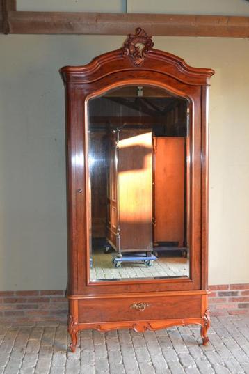 Prachtige antieke mahonie houten spiegelkast, kledingkast. beschikbaar voor biedingen