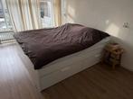 IKEA bed met opbergruimte, Ophalen, Wit, Tweepersoons, Zo goed als nieuw