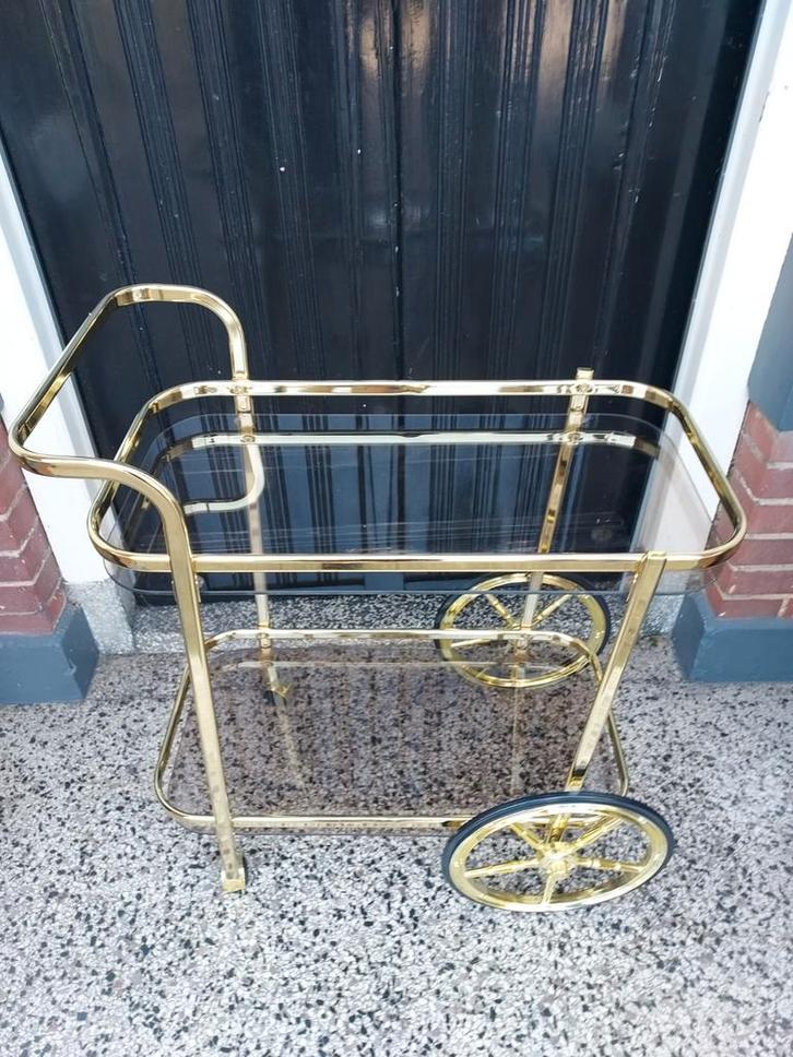 Hollywood Regency Bartafel/Serveerwagen Goud, Huis en Inrichting, Overige Huis en Inrichting, Ophalen