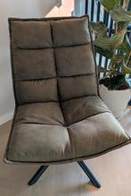 Leen Bakker Clay Draaifauteuil relaxstoel - Groen suede, Huis en Inrichting, Fauteuils, Ophalen, Metaal, 75 tot 100 cm, Zo goed als nieuw
