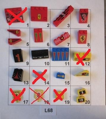 L068 LEGO DIVERSE STENEN EN DAKPANNEN MET OPDRUK beschikbaar voor biedingen