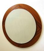 Vintage spiegel palissander Deens design Scandinavisch hout, Gebruikt, Rond, Ophalen of Verzenden, Minder dan 100 cm