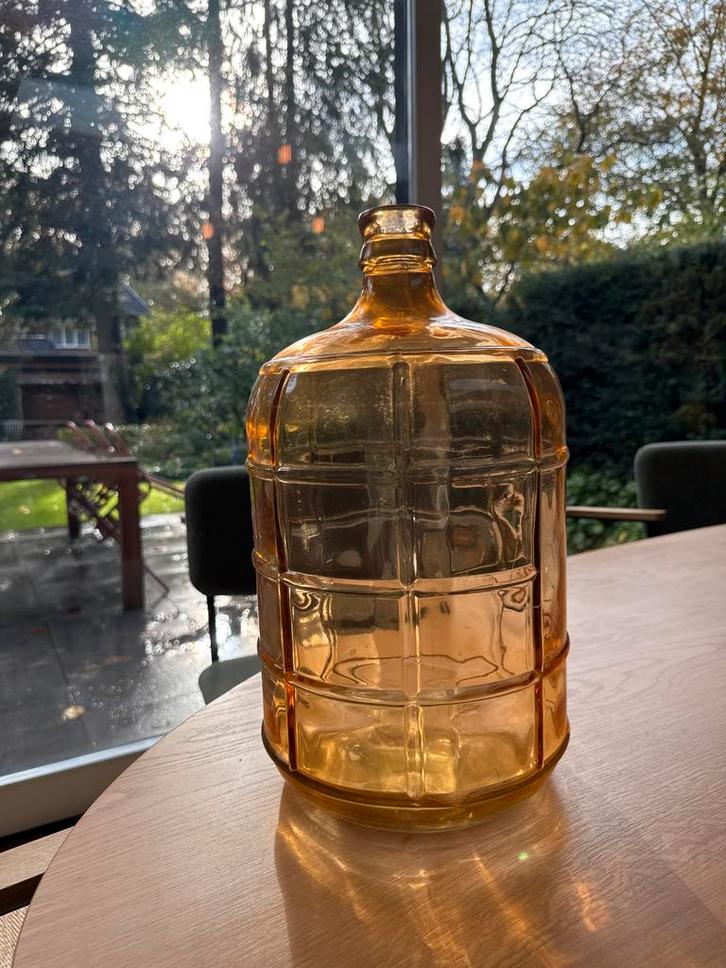 Oranje glazen vaas met structuur, Huis en Inrichting, Woonaccessoires | Vazen, Gebruikt, Oranje, 50 tot 75 cm, Glas, Ophalen of Verzenden