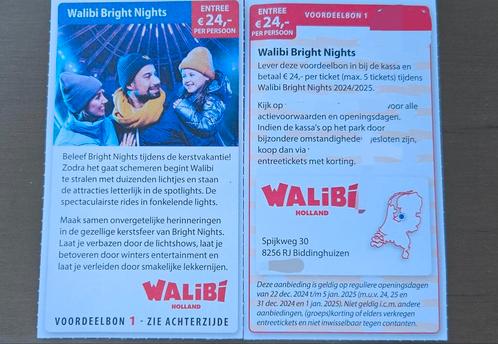 Walibi Bright Nights entree €24,00 p.p., Tickets en Kaartjes, Kortingen en Cadeaubonnen, Drie personen of meer, Overige typen