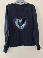 158 longsleeve donkerblauw met opdruk, Meisje, Ophalen of Verzenden, Zo goed als nieuw, Shirt of Longsleeve