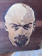 Vintage Houtinlegportret van Vladimir Lenin – Handgemaakt….., Ophalen of Verzenden