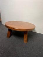 1x Vintage brutalist massief eiken salontafel rond, Ophalen
