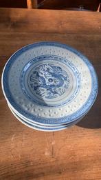 6 Chinese rijstkorrel ontbijtbordjes met draak., Antiek en Kunst, Ophalen of Verzenden