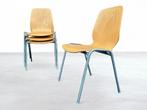 (17) stapelbare schoolstoelen – hout & chroom, Ophalen, Gebruikt, -, -