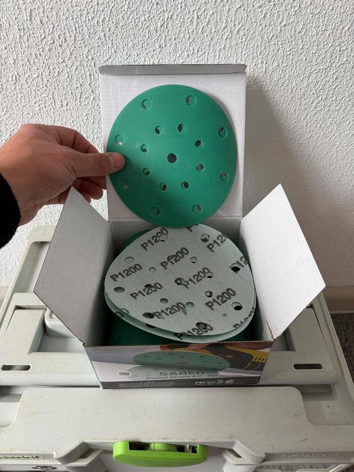 Schuurpapier klittenband 150mm 17 stofgaten nieuw 50 stuks, Doe-het-zelf en Verbouw, Gereedschap | Schuurmachines, Nieuw, Excentrische schuurmachine