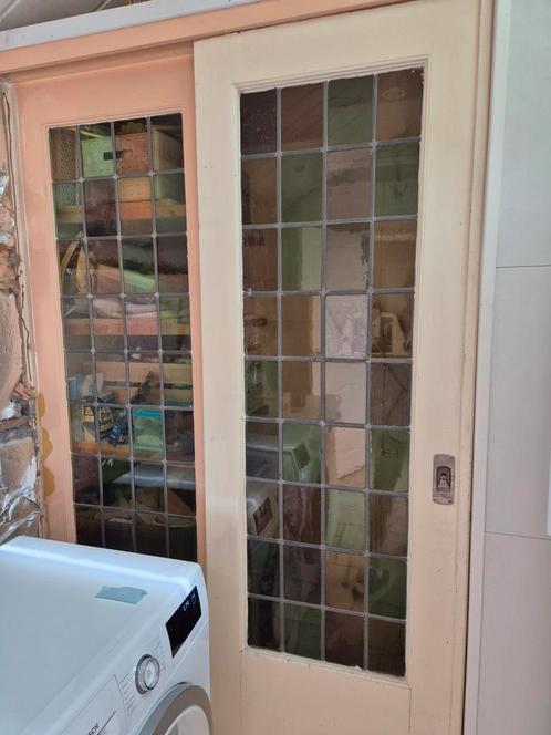 Glas in lood schuifdeur, Doe-het-zelf en Verbouw, Glas en Ramen, Gebruikt, Glas in lood, Ophalen