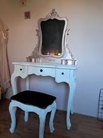 Mooie kaptafel met spiegel en krukje, Ophalen, Gebruikt, 50 tot 100 cm, Hout