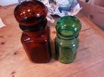 2 hele mooie oude stop flessen voorraadpotten 23en18 cm hoog, Ophalen