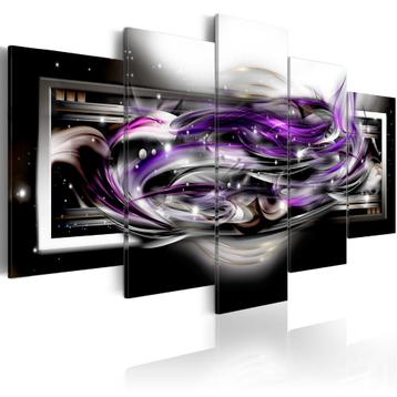623 Abstract Zwart Paars 5 Luik Canvas Schilderij 200x100cm beschikbaar voor biedingen