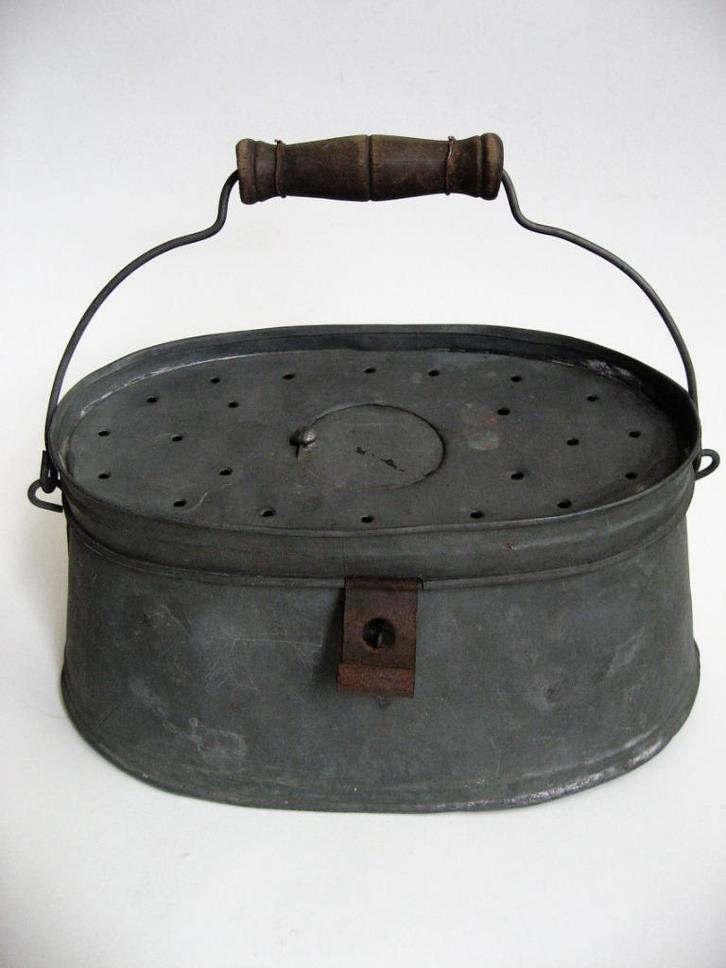 Antiek zinken visemmertje voor levend aas, Antiek en Kunst, Antiek | Gereedschap en Instrumenten, Ophalen of Verzenden