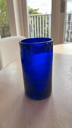 Blauw glazen vaasje waxine kaarshouder, Huis en Inrichting, Ophalen of Verzenden, Nieuw, Blauw, Glas