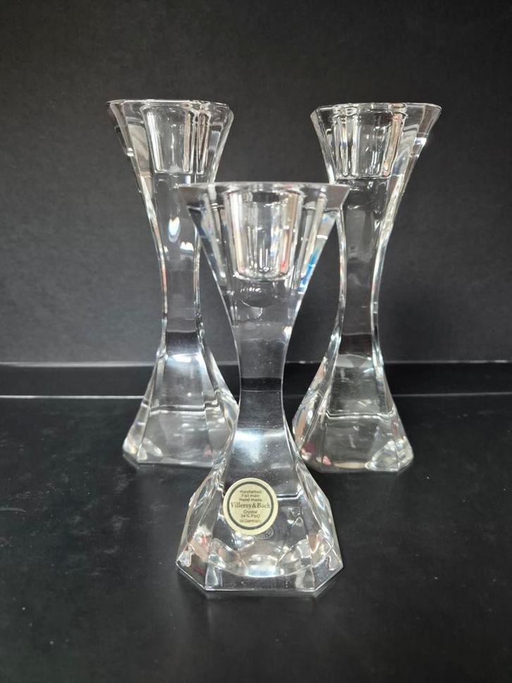 Villeroy & Boch Crystal Kandelaars - Set van 3, Huis en Inrichting, Woonaccessoires | Kandelaars en Kaarsen, Zo goed als nieuw
