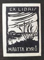 Exlibris Martta Kyrö (Pekka Törmä, Finland, 1944) (huis), Antiek en Kunst, Ophalen of Verzenden