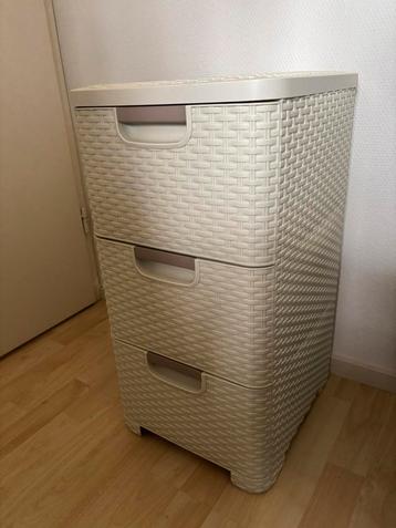 Curver ladenkast 3 lades vintage wit