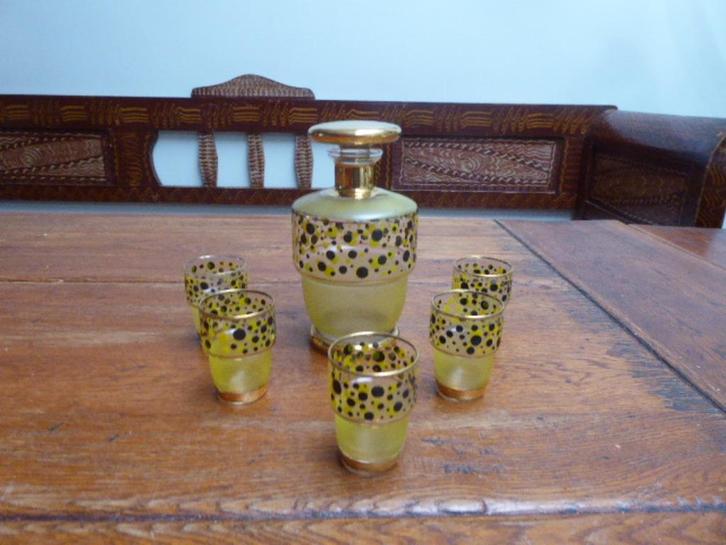 Art deco glazen likeursetje, Antiek en Kunst, Antiek | Glas en Kristal, Ophalen of Verzenden