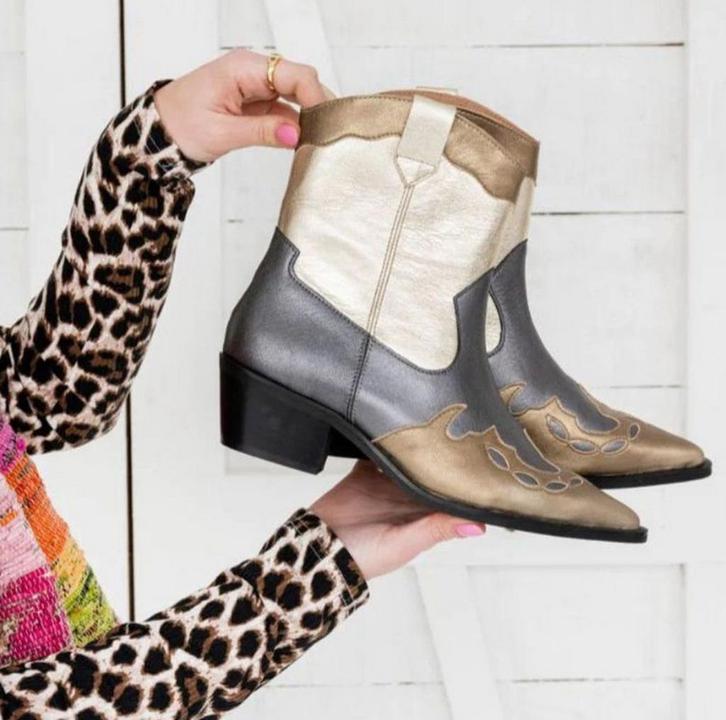 Westernboots enkellaars kleur Metallic merk DWRS, Kleding | Dames, Schoenen, Zo goed als nieuw, Hoge laarzen, Overige kleuren