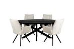 Combideals! Ovale mangohout tafel + 4 Saint-Tropez stoelen!, Ophalen
